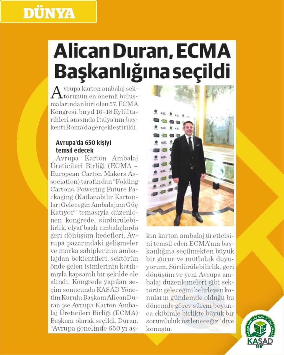 kasad_tr's tweet photo. KASAD olarak basında ses getiren ECMA Kongresi’nden haber yansımalarımızı sizlerle paylaşmaktan mutluluk duyuyoruz.📰

#KASAD #ECMA #Gazete #Yansıma https://t.co/A2PsiRboSj