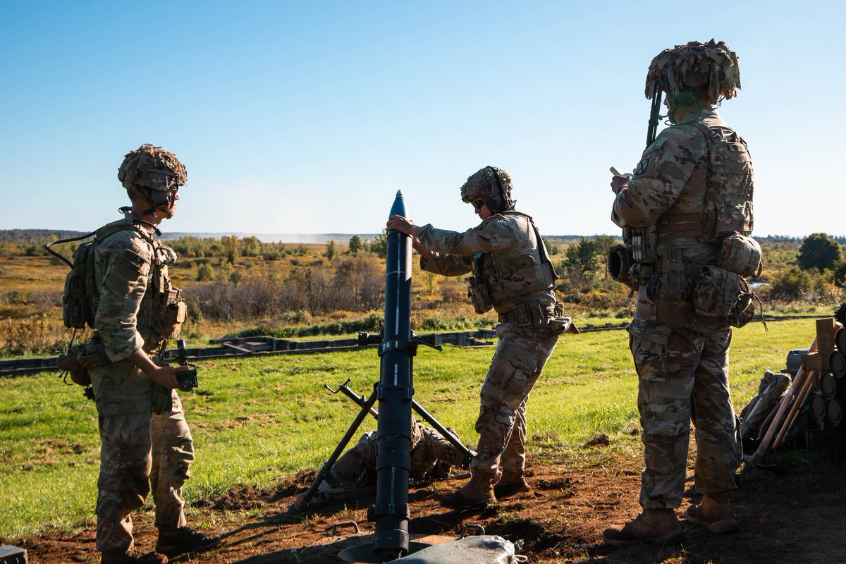 USArmyWHC's tweet photo. Precision and power in every round.💥

Mortar crews from the 1-32 Infantry Regiment, @10MTNDIV, dial in their targets during live-fire gunnery training. This is what readiness looks like. Climb to Glory!

#FreedomsGuardian https://t.co/wkwNUSLvax