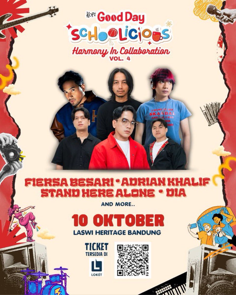 FiersaBesari's tweet photo. Bandung, sampai jumpa di Good Day Schoolicious Harmony in Collaboration vol. 4
. 
Sabtu, 10 Oktober 2026
Laswi Heritage, Bandung
. 
. 
info: https://t.co/cfaHe0Ho2v https://t.co/mMZk5h8JCT