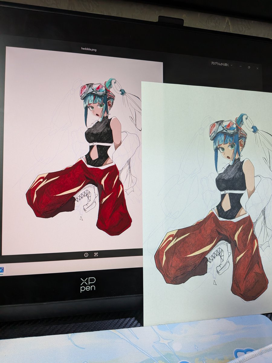 HeczArt's tweet photo. やっぱRGBから印刷すると色薄いし変わるね。
肌はこれでかなり良さそうだからあとはズボンの色調整とかかな
髪色はどうしよ() https://t.co/iJv4HJSuMJ