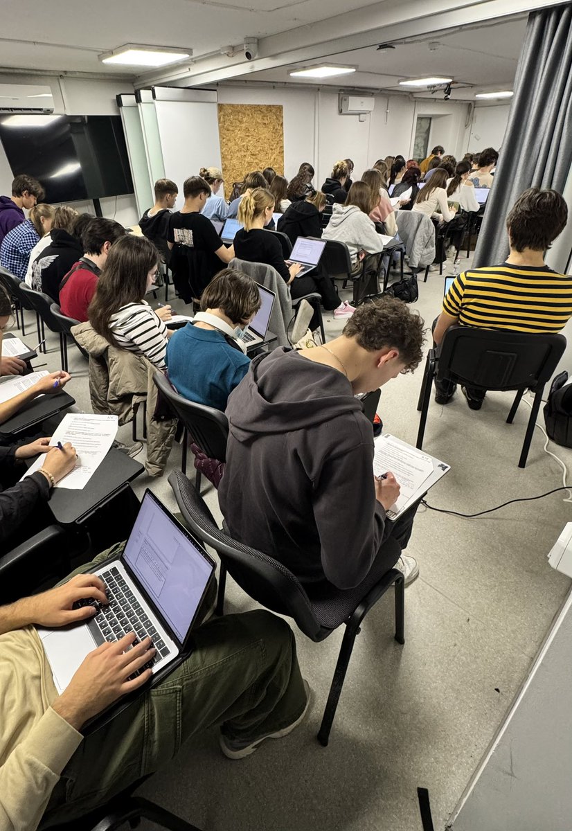slantchev's tweet photo. They came.

They all came.

To take the exam in a shelter, in the middle of a Russian attack — despite having the option to postpone or take it online later.

I can’t even begin to describe my admiration for these Ukrainian students. https://t.co/UpEjQn9dzw