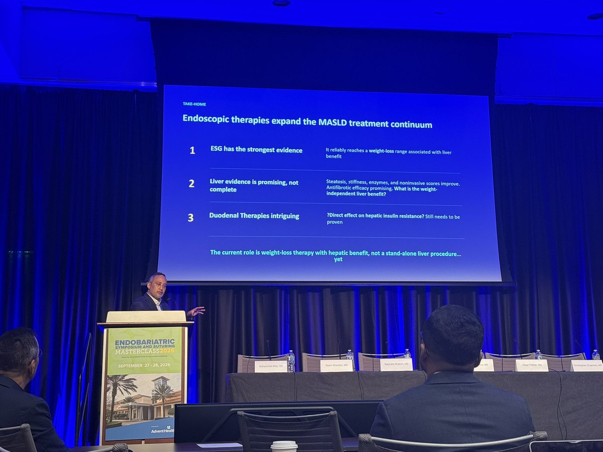 Bilal409409's tweet photo. Great talk by Dr. @RabWatsonMD on the evolving role of interventional endoscopy and the different endoscopic options for managing MASLD. Excellent insights into an exciting and rapidly advancing field! 👏 https://t.co/zx8aJrFDdw