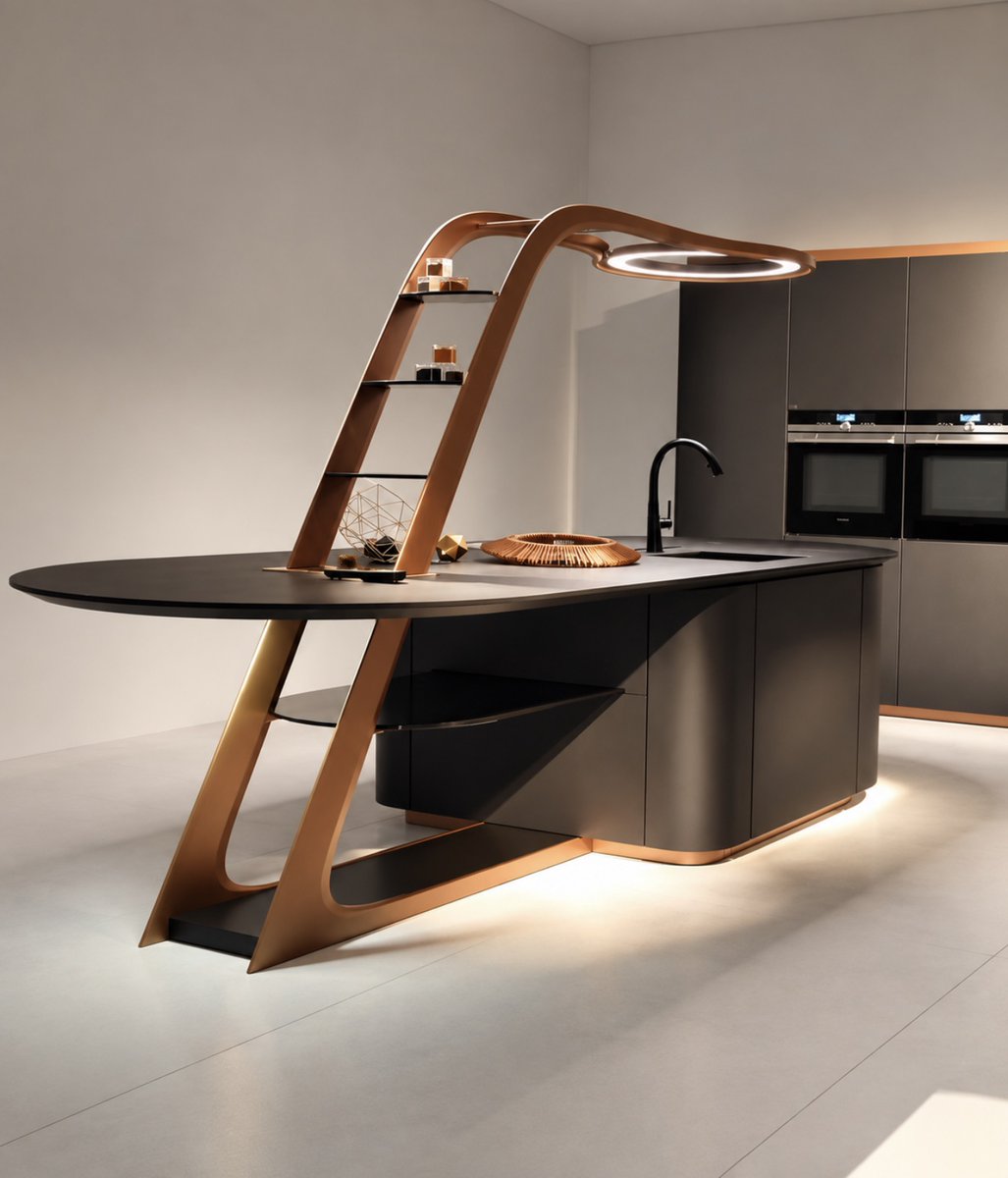 HOUSEPORN___'s tweet photo. bronze &amp; black kitchen concept https://t.co/oXH1lmylkF