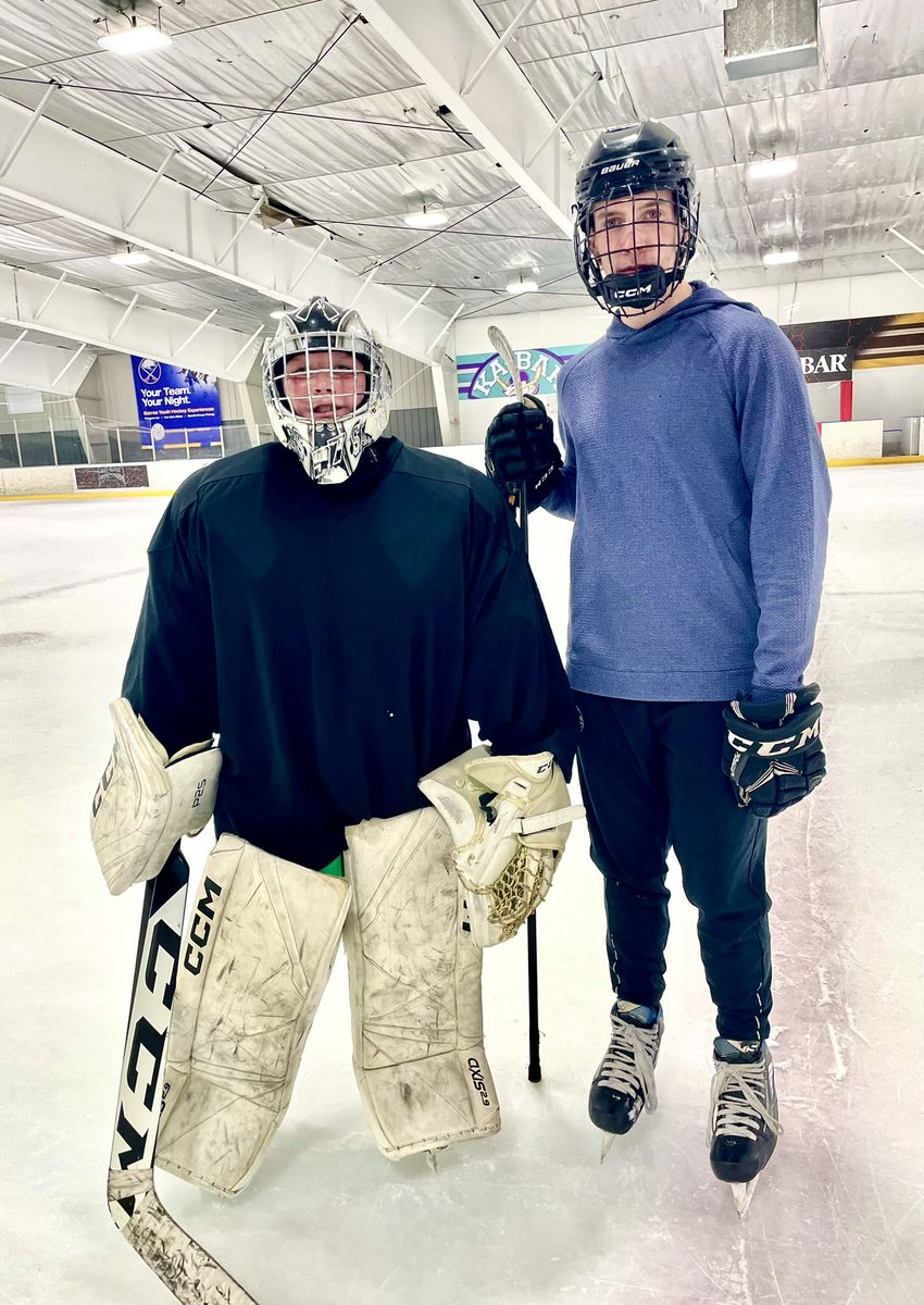 Chaser3030's tweet photo. Love seeing our sons working on their craft. Cam helped out Owen and the other goalies at Bishop Timon Hockey clinic for 6,7 and 8th graders. #PrideinThePaw #FortesInFide https://t.co/gU1PRaVX2p