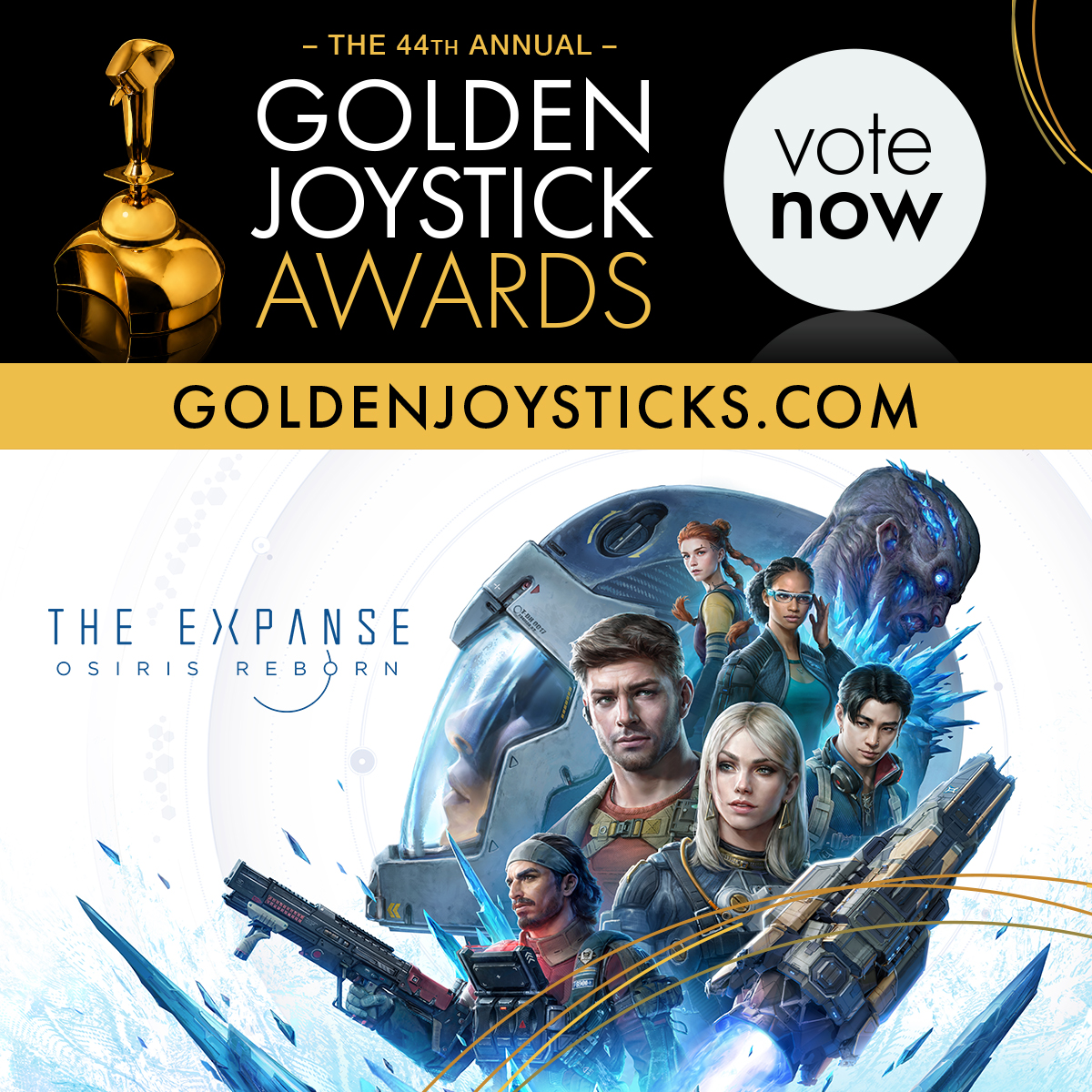 TheExpanseRPG's tweet photo. Just a quick reminder: if you are as excited as we are for The Expanse: Osiris Reborn coming in 2027, you can cast your vote for us here: https://t.co/uG1IJV9DWG until Friday, October 23, 2026 #goldenjoystickawards https://t.co/Aj7U3crK9V