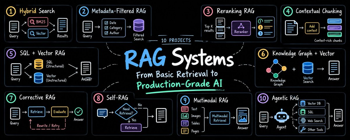 10个RAG项目：从基础PDF聊天到生产级AI系统