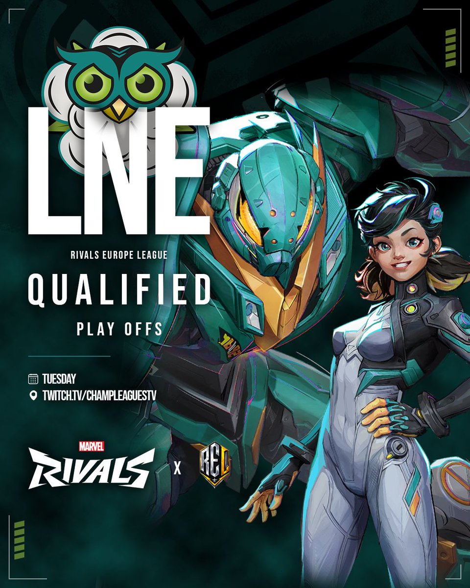 leedsnocturnal's tweet photo. Playoffs secured.

LNE are qualified and ready for the Rivals Europe League Play Offs

#MarvelRivals #MarvelRivalsEsports #TealTide https://t.co/FvMjhc6opL
