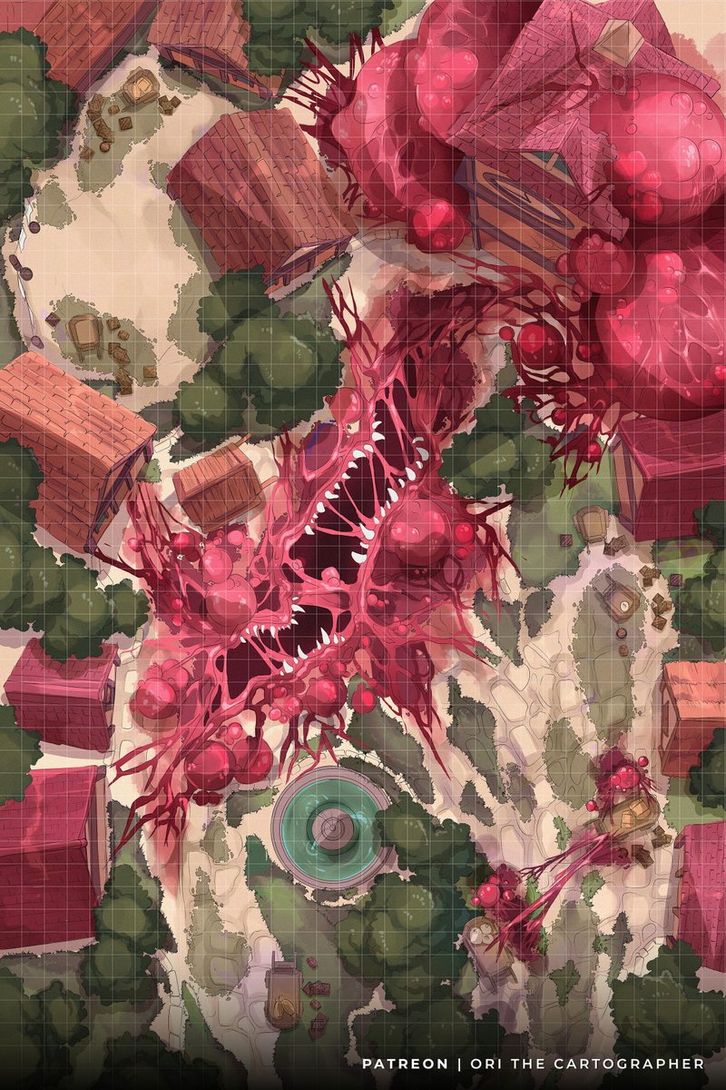 Ori_theCarto's tweet photo. A village that's been corrupted by something dark. Great for a spooky one-shot.

#TTRPG #battlemaps #encountermaps #DnDart https://t.co/SisLl2zvVh
