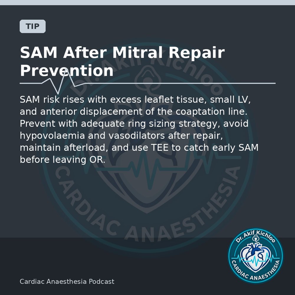 akifkichloo's tweet photo. AR, SAM &amp; CPB Gas
AR jet direction, SAM after mitral repair, delayed sternal closure, hyperoxia on CPB.
Cardiac Anaesthesia Podcast
#CardiacAnaesthesia #CardiacAnaesthesiaPodcast #MedEd #CardiacOR https://t.co/fHvfDCD6an