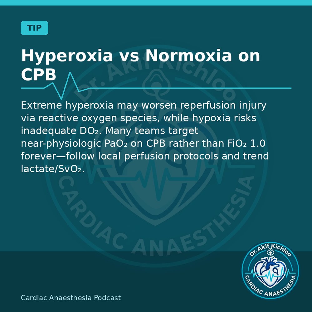 akifkichloo's tweet photo. AR, SAM &amp; CPB Gas
AR jet direction, SAM after mitral repair, delayed sternal closure, hyperoxia on CPB.
Cardiac Anaesthesia Podcast
#CardiacAnaesthesia #CardiacAnaesthesiaPodcast #MedEd #CardiacOR https://t.co/fHvfDCD6an