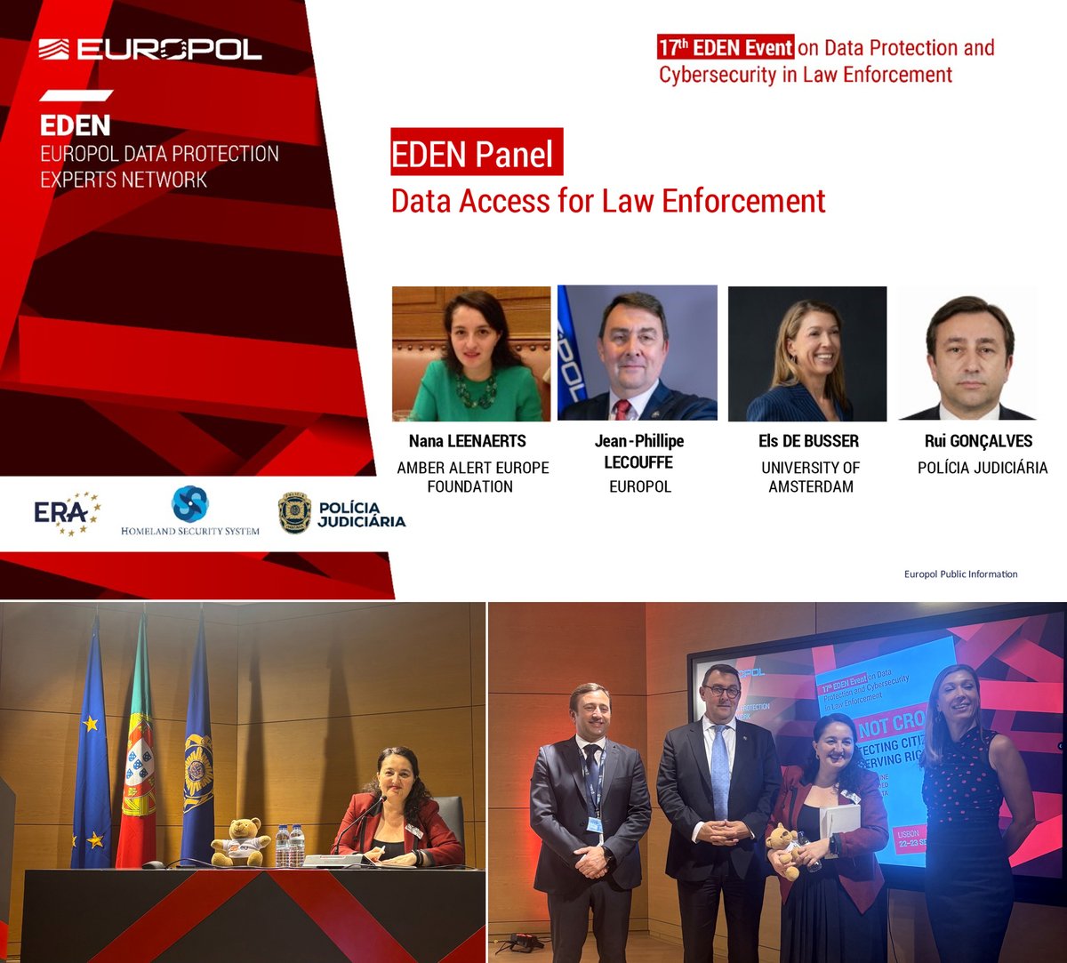 AmberAlertEU's tweet photo. 🚨 AMBER Alert Europe moderated the “Data Access for Law Enforcement” panel at Europol’s #EDEN2026 Conference in Lisbon.

🔗Read more: https://t.co/aE8sB0kN8j https://t.co/bGsLUuieUk