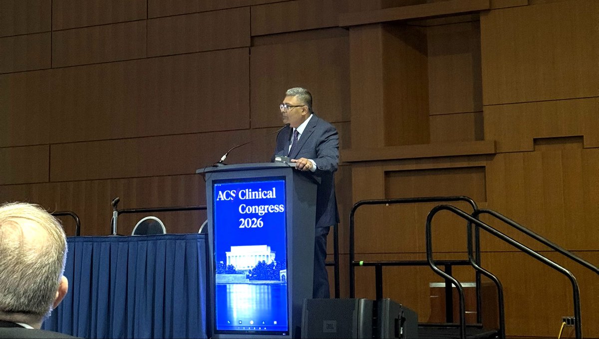AmCollSurgeons's tweet photo. A powerful start to Day 3 of #ACSCC26 with @TomVargheseJr, exploring performance, leadership, and AI in surgery during the John H. Gibbon Jr. Lecture. 

“Performance is not something you possess, it is something you continually produce. Performance is dynamic.” https://t.co/RfVNpEFKC4