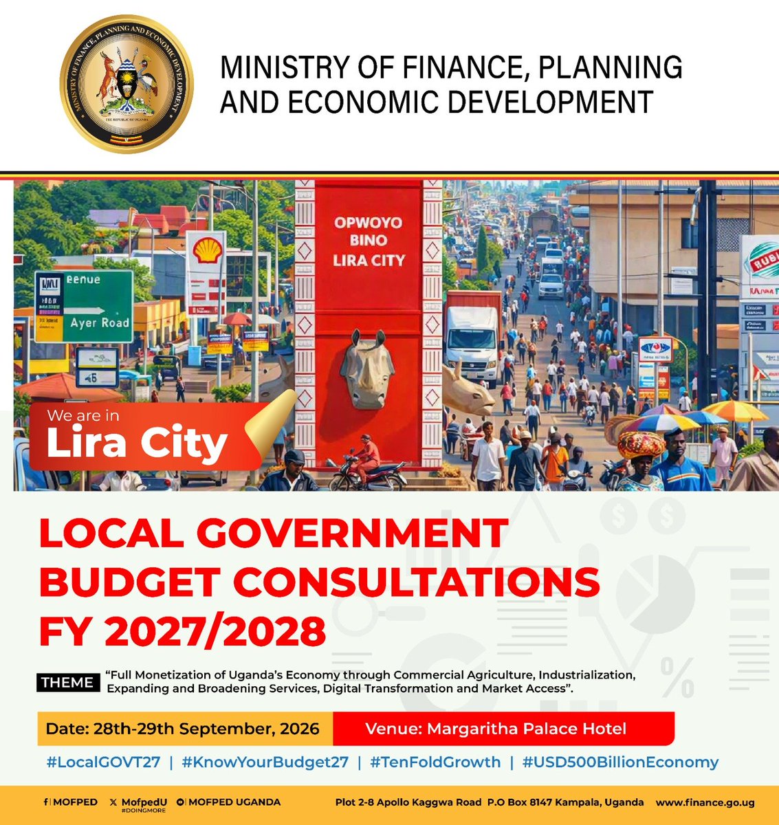 CSBAGUGANDA's tweet photo. 📍LIRA FY2027/28 LOCAL BUDGET CONSULTATIONS 
The Lira 2 regional engagement commenced in Margaritha Palace Hotel in Lira City, opening with a presentation from Mr. Tom Nyombi of the Public Service Pension Fund. 

He outlined the key features of the new public pension scheme, including its compulsory nature for all pensionable employees. Districts represented include Kiryandongo, Amolatar, Kwania, Kalaki, Kaberamido, Gulu District Local Government, and Gulu City.
#KnowYourBudget @mofpedU @ACODE_Uganda @SEATINIUGANDA @wecisnet @FRAUGANDA @NGOFORUMGULU @SensitiseUg @WDFUganda