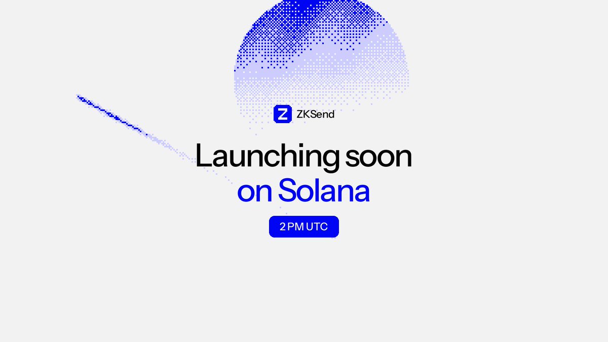 UseZKsend's tweet photo. ZKSend launching today

ZKSend is launching soon on Solana at 2 PM UTC.

Private messages. Public settlement. Solana is the primary chain, and Robinhood is the settlement chain.

Ask your agent to issue a Visa card, launch a token with email and socials, handle hosting and domain, earn in $ZEC and $XMR, and spend it on virtual goods.

This is the decentralized neo bank. Multichain launch on Solana and Robinhood.