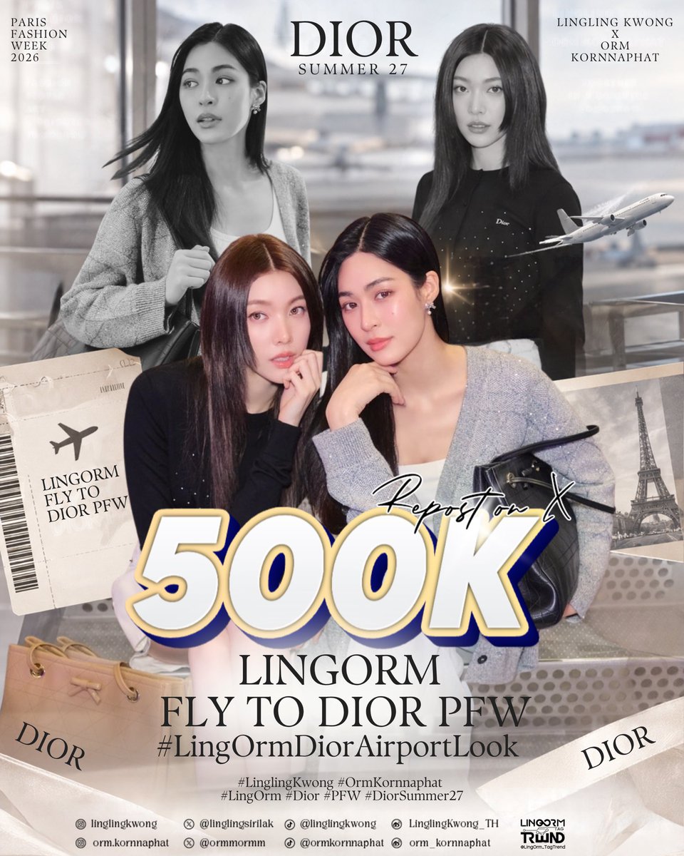lonongnub_trend's tweet photo. 🎉𝐂𝐨𝐧𝐠𝐫𝐚𝐭𝐮𝐥𝐚𝐭𝐢𝐨𝐧𝐬 𝐓𝐨 𝐋𝐢𝐧𝐠𝐎𝐫𝐦 𝐅𝐨𝐫 𝟓𝟎𝟎𝐊 𝐑𝐞𝐩𝐨𝐬𝐭𝐬 𝐎𝐧 𝐗 💜

LINGORM FLY TO DIOR PFW
#LingOrmDiorAirportLook

500K แล้วค่ะทุกคน✨ สุดยอด!!!!👏 สมกับลุคที่ effortless chic ของพี่หลิงน้องออมที่สวยสะกดตั้งแต่สนามบินสุวรรณภูมิถึงกรุงปารีส ฝรั่งเศส ✈️ เก่งมากค่ะทุกคน
แต่นี่มันแค่วอร์มอัพ ไปกันต่อค่าาาา💪

JKRs, you’re doing an amazing job! Keep going!!! 🔥

#LinglingKwong #OrmKornnaphat #LingOrm #Dior #DiorSummer27 #PFW