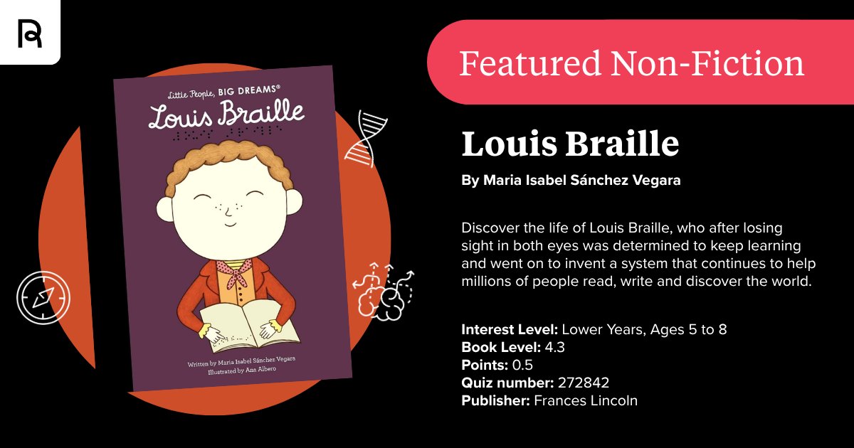 AccReader's tweet photo. This week’s picks: Louis Braille by Maria Isabel Sánchez Vegara and My Name Is Zayn by Fidan Meikle.

Both have Accelerated Reader quizzes, so pupils can quiz after reading! 🌟

🔎 Find them on AR Bookfinder: https://t.co/3Ni1Bb4TsT

#AcceleratedReader #BookOfTheWeek https://t.co/mdkPI2Rku0