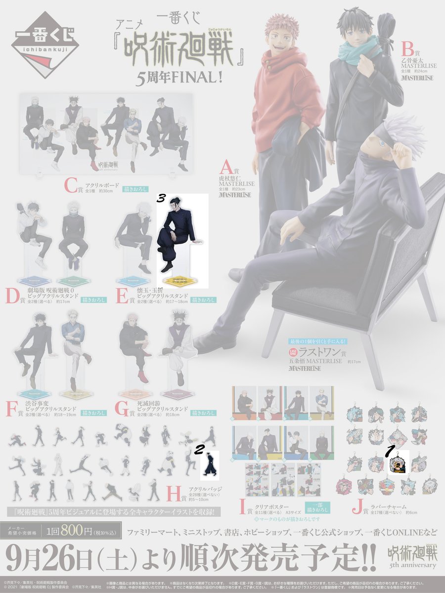 TrpgMomo's tweet photo. 【交換】一番くじ 呪術廻戦 5周年FINAL！  
譲︰ D賞 狗巻棘 、H賞 禪院 真衣

求︰J賞 夏油 傑＞＞＞H賞 夏油 傑＞＞E賞 夏油 傑

郵送交換希望ですが都心であれば手渡し可（要相談）
1:1でも複数でも可！J賞お譲り頂ける方優先させていただきます🙏🙏

検索からでもお気軽にお声がけください！ https://t.co/7OCDa1qQqX
