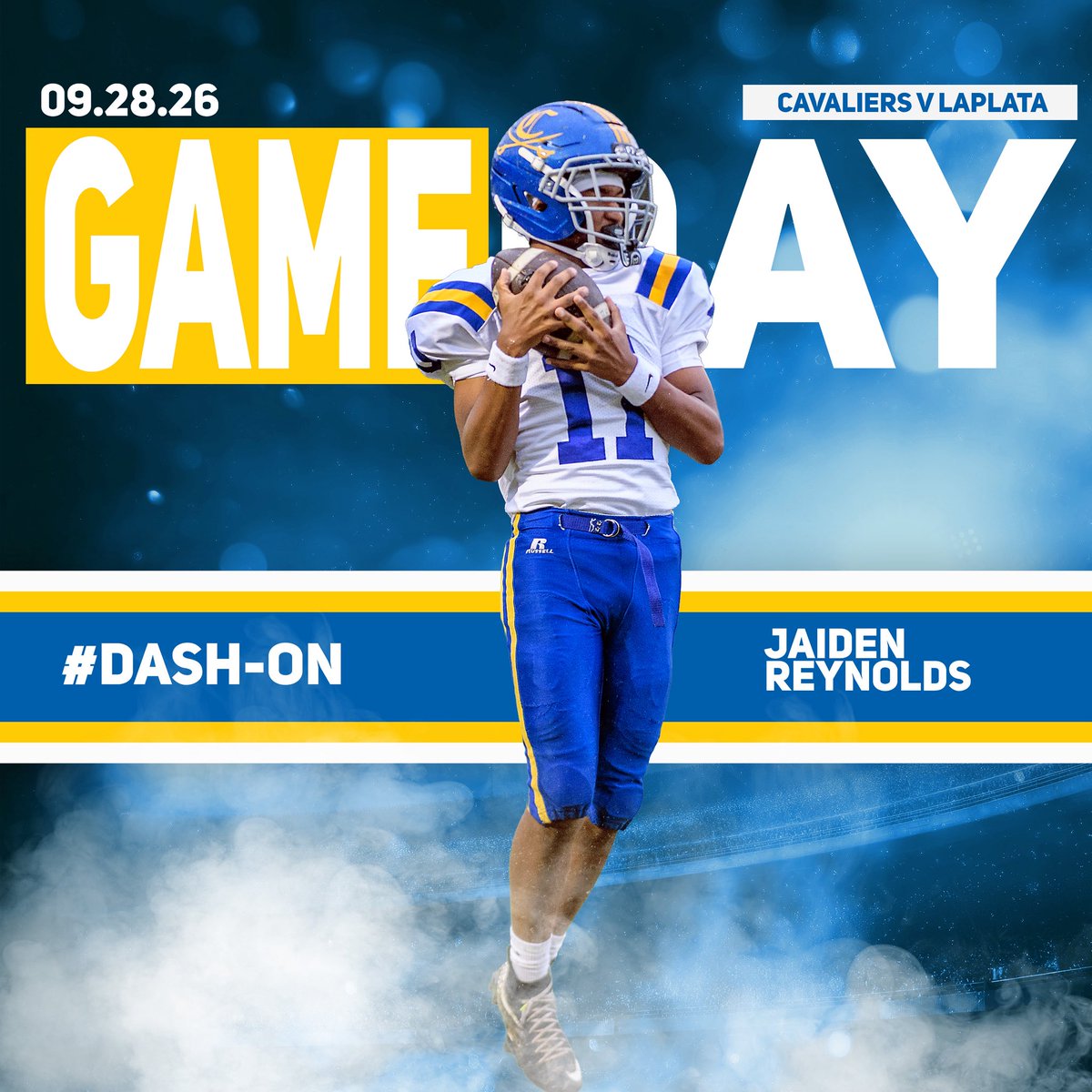 CalvertFootball's tweet photo. Come support the Gold Squad (JV) as they have a matchup with LaPlata today at 5:30 p.m. at home.  Go Calvert! #DASHON https://t.co/x216jj3nT9