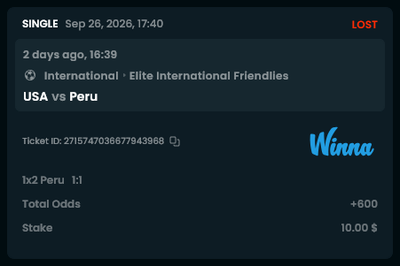 Dan_Rossano's tweet photo. @Streaking_ @Winna Made a cheeky halftime bet during the Peru vs USA game, was offering +600, closer game at the time.  

My friend was attending the game but he was offering bad scouting reports 🥸 But then USA popped off!  

Winna🆔: drossan0 https://t.co/8CyFrhkpEe