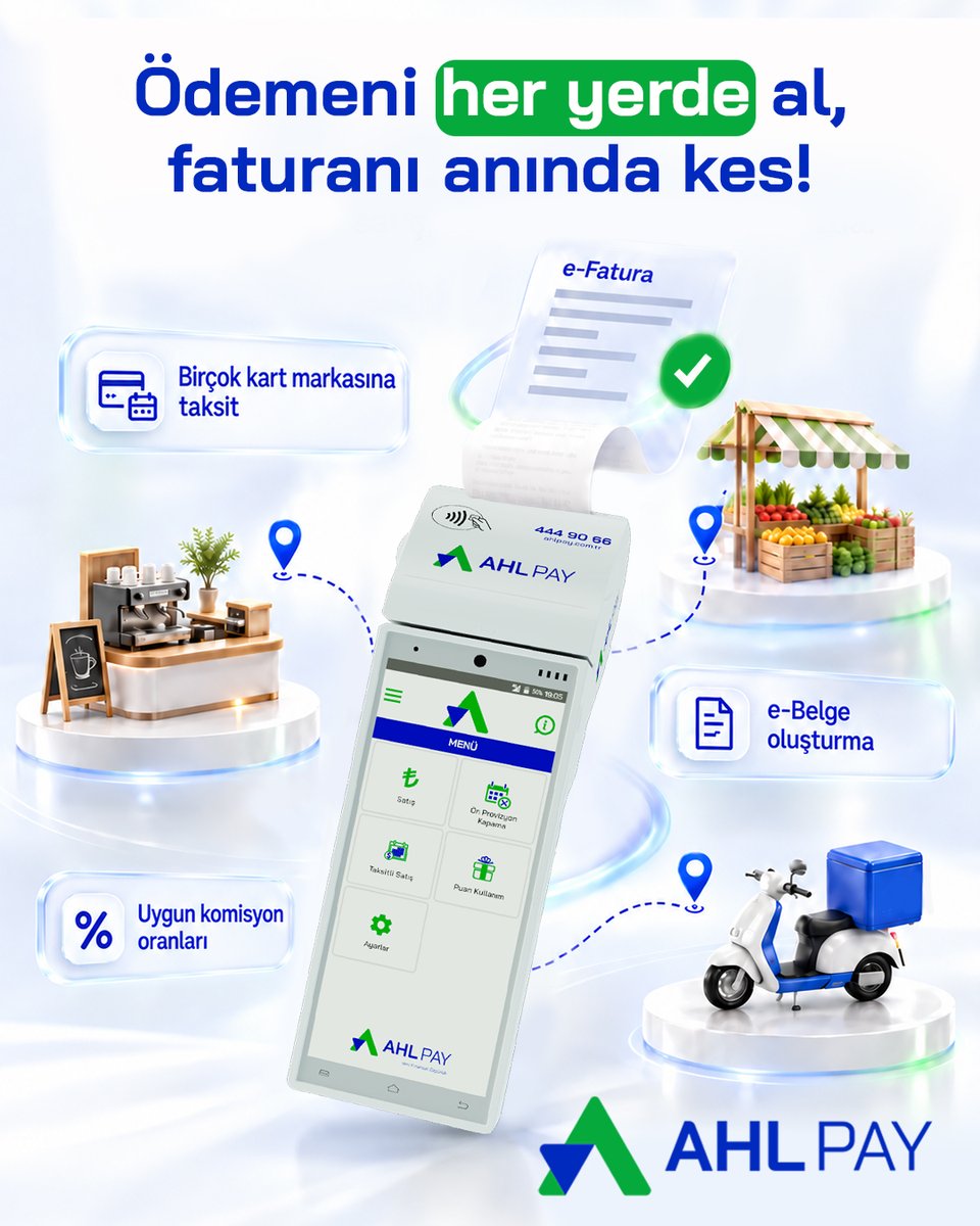 AHL_Pay's tweet photo. İşin neredeyse, POS’un da orada! 📍  

AHL Pay Android POS ile ödemeni dilediğin yerde al. Birçok kart markasına taksit imkânı sun, e-Belgeni oluştur; uygun komisyon oranlarından yararlan.

İşletmene uygun POS çözümünü keşfetmek için iletişime geç! 
https://t.co/xl8eLhgl67

#AHLPay #AndroidPOS #EBelge #ÖdemeÇözümleri