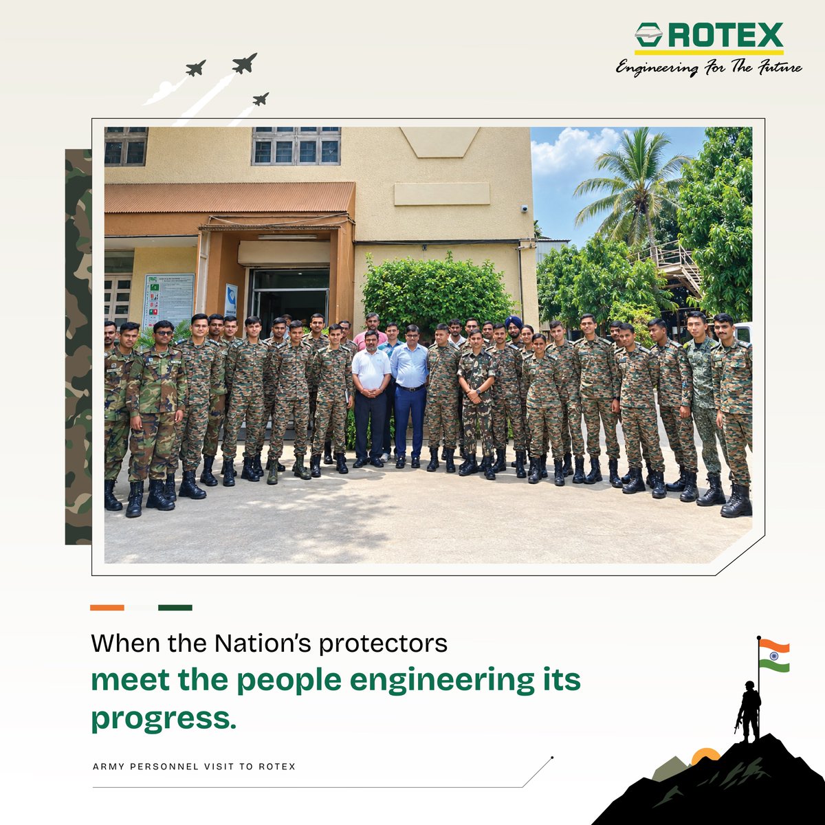 RotexAutomation's tweet photo. Those who serve India. Those who engineer for India. One shared purpose. 🇮🇳

Honoured to host the Indian Army and officers from nations friendly to India for an industrial visit at Rotex—an exchange of insight, engineering and purpose.

Building capability. Strengthening India. https://t.co/p8XSCezFyH