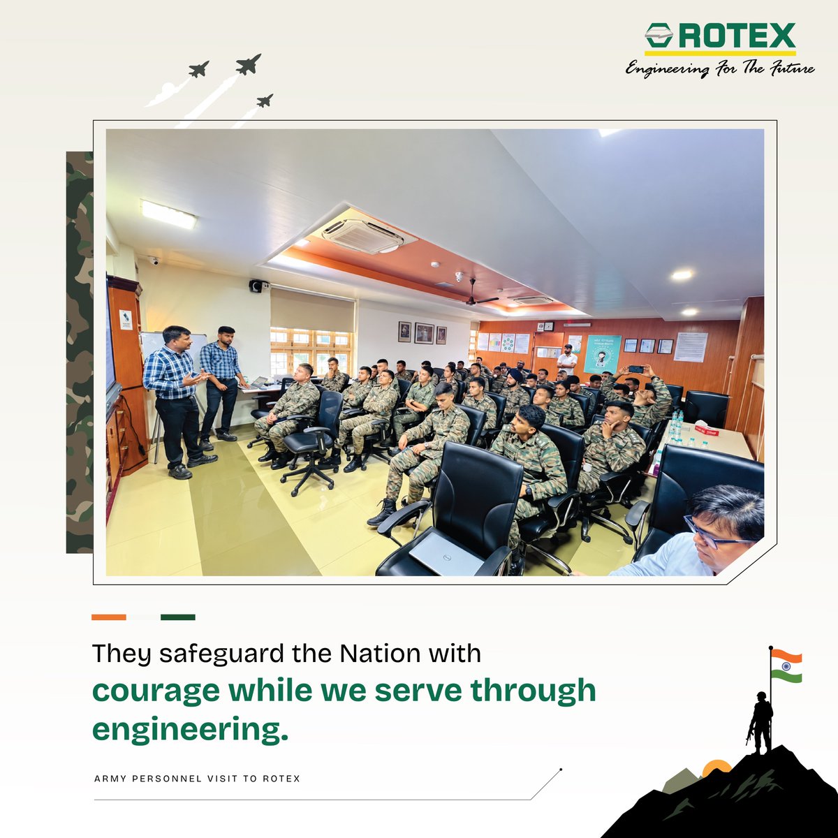 RotexAutomation's tweet photo. Those who serve India. Those who engineer for India. One shared purpose. 🇮🇳

Honoured to host the Indian Army and officers from nations friendly to India for an industrial visit at Rotex—an exchange of insight, engineering and purpose.

Building capability. Strengthening India. https://t.co/p8XSCezFyH