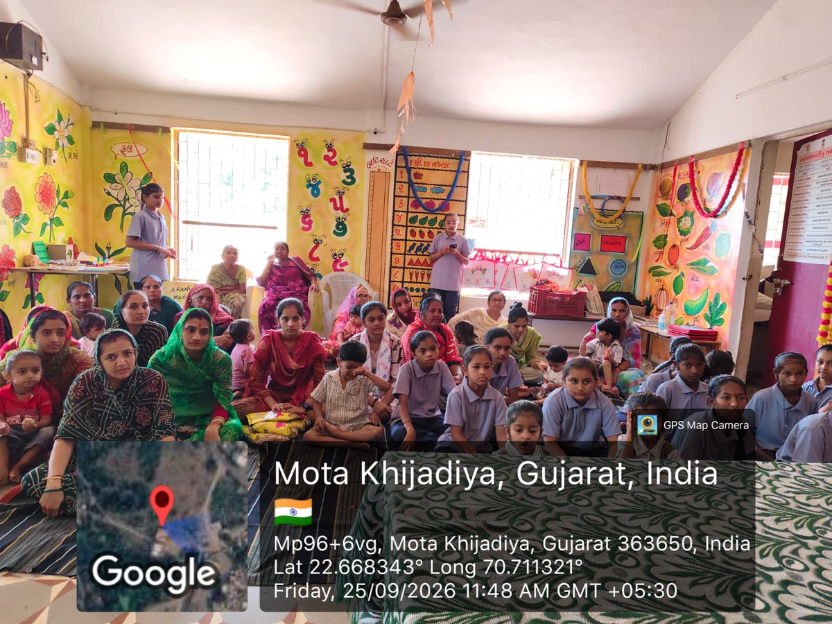 WcoMorbi's tweet photo. તા.25-09-2026 ના રોજ મોટા ખીજડીયા આંગણવાડી કેન્દ્ર ખાતે બાલિકાપંચાયતની સભ્ય દીકરીઓ સાથે બાલિકા પંચાયતને વધુ સક્રિય બનાવવા, બાલિકાઓમાં નેતૃત્વ ક્ષમતાનો વિકાસ કરવા, જાગૃતિ કેળવવા તેમજ શિક્ષણ, પોષણ, આરોગ્ય અને સશક્તિકરણ સંબંધિત મુદ્દાઓ પર માર્ગદર્શન આપવામાં આવ્યું. https://t.co/h5NsRzTaAP