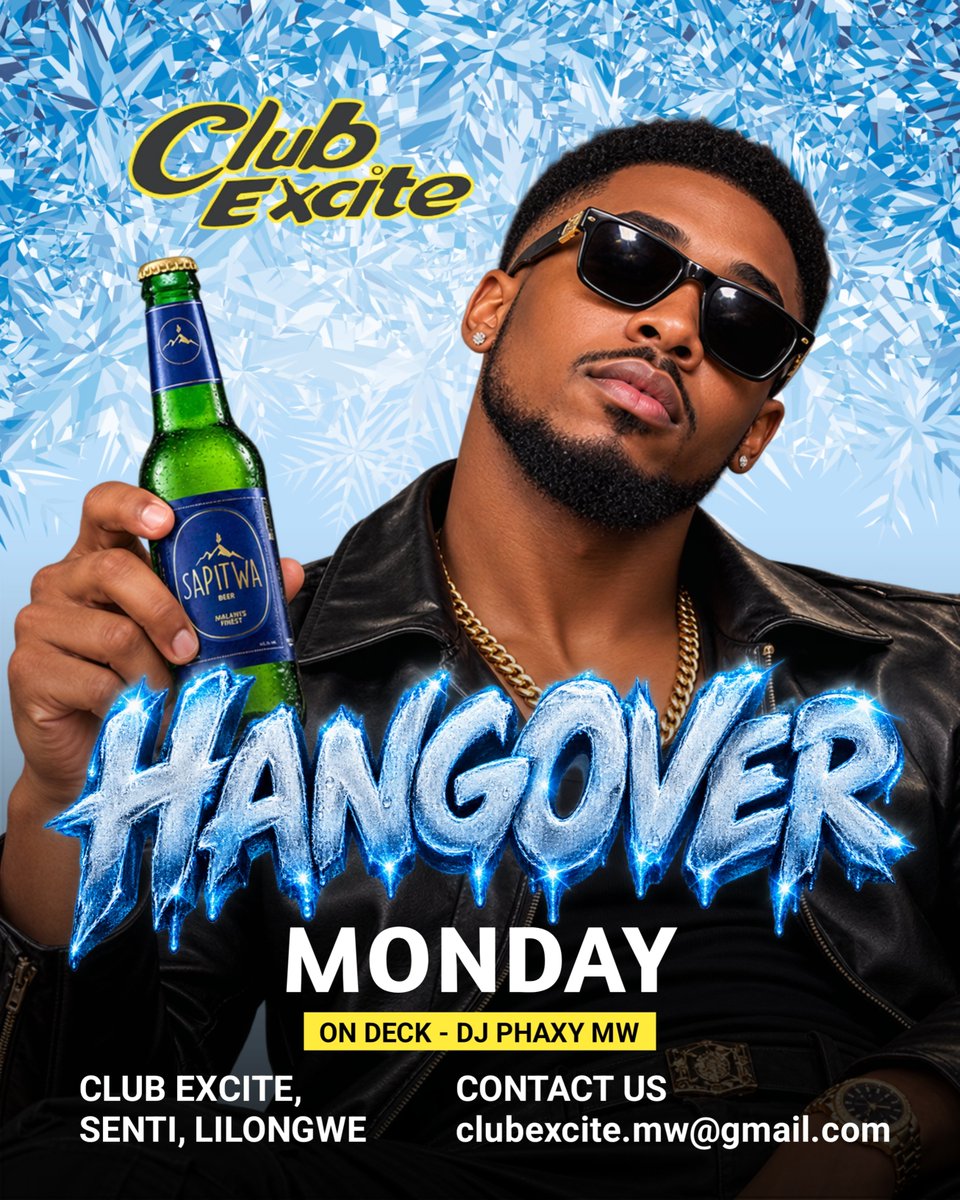 clubexcite265's tweet photo. π₯Άπ₯ HANGOVER MONDAY @ CLUB EXCITE!
Monday just got colder. βοΈπΆ
π§ DJ Phaxy MW on deck
π Senti, Lilongwe
π 18+
π Join our channel
https://t.co/2fetLbfZFgβ¦
Pull up! π₯
#ClubExcite
#HangoverMonday
#MondayVibes
#LilongweNightlife
#DJPhaxyMW https://t.co/5fsUS8VhYd