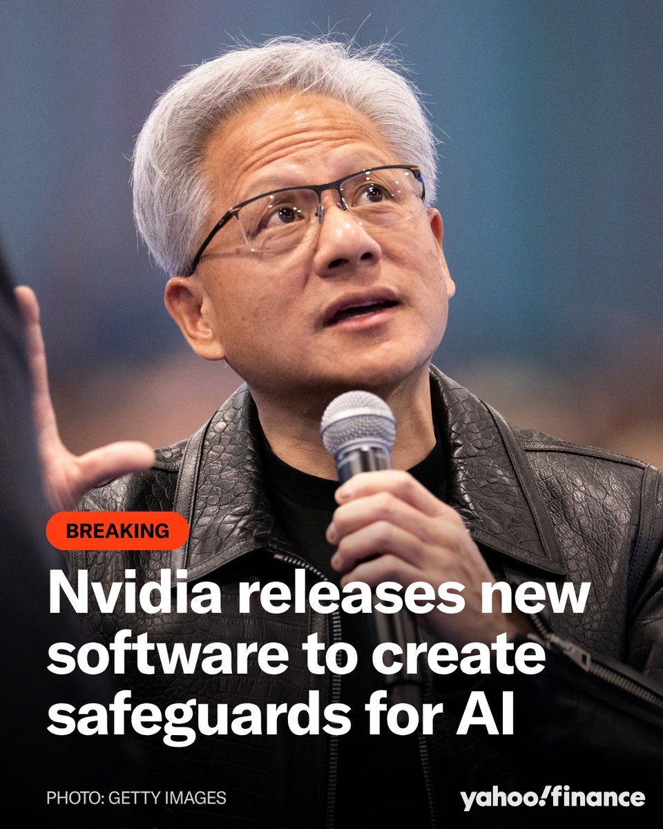 YahooFinance's tweet photo. Nvidia announced the release of the Open Agent Safety Platform, aimed at helping AI developers enforce safeguards for agents. https://t.co/imRdokeylD