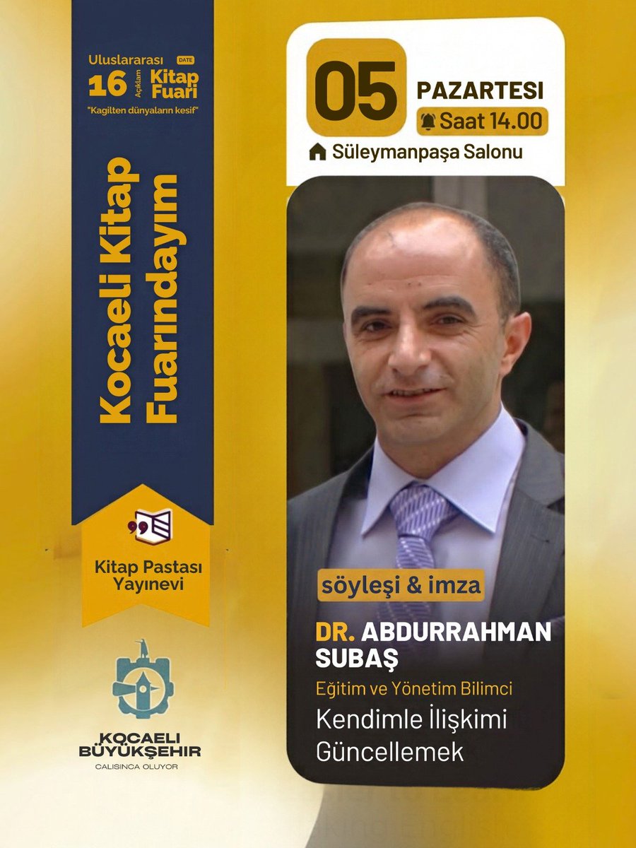 EnneagramMizac's tweet photo. 📚 Kocaeli 16. Uluslararası Kitap Fuarı’nda kendinize ayıracağınız özel bir buluşma!

Dr. Abdurrahman Subaş,
"Daha Bilinçli ve Doyumlu Yaşam İçin Enneagram ile Koçluk" adlı kitabı ve “Kendimle İlişkimi Güncellemek” başlıklı söyleşisiyle okurlarıyla buluşuyor.

#enneagram #kitap https://t.co/vOgLO3IRrF
