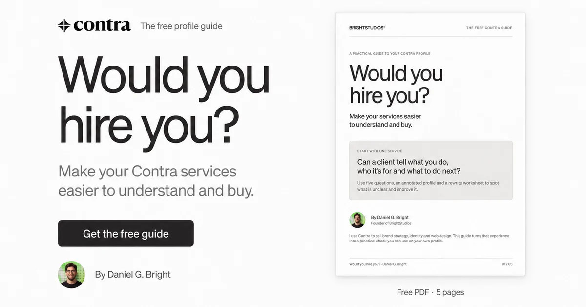 Daniel G Bright on X: "Can a client tell what they can hire you for ...