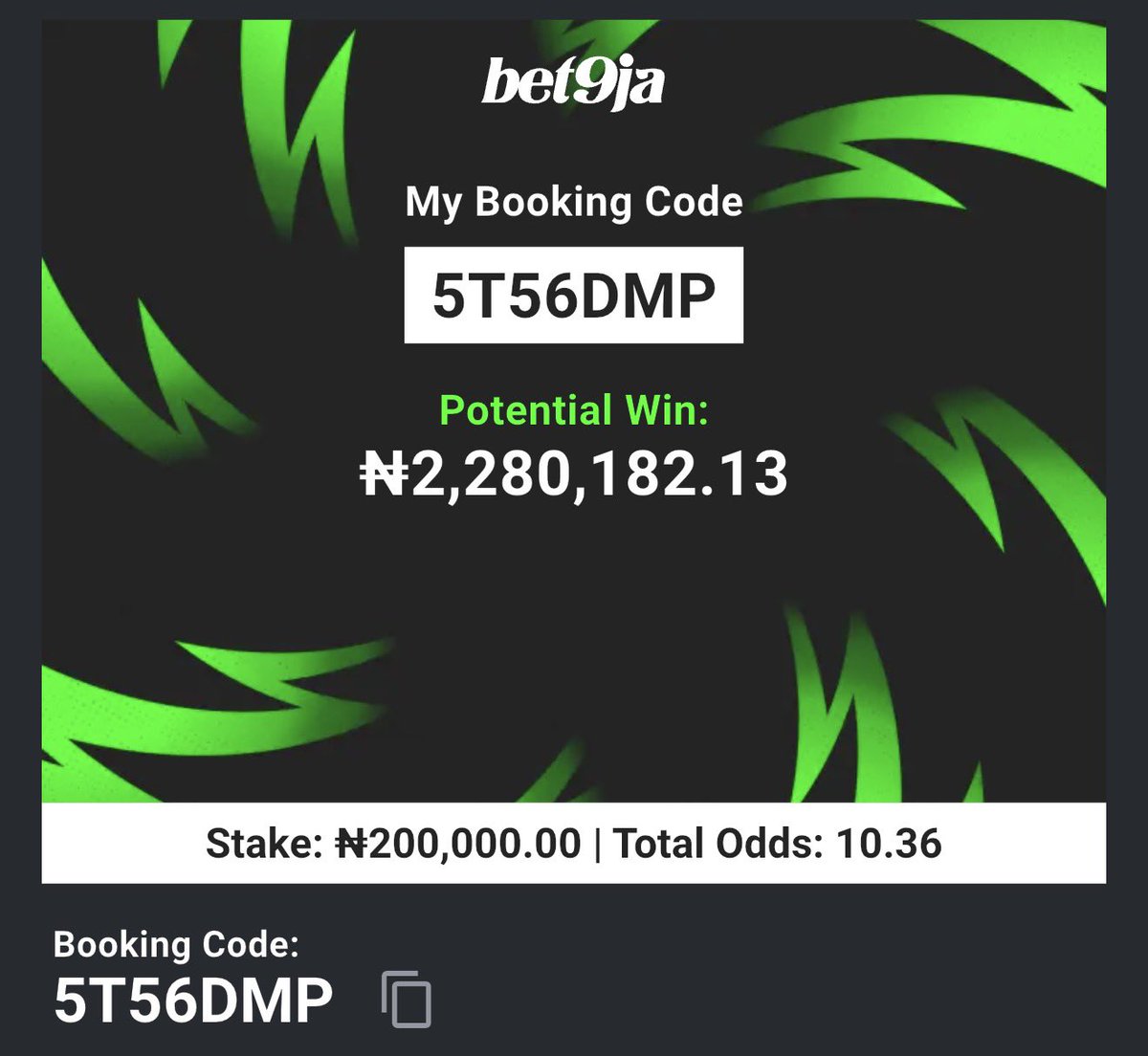 LBGeneraI's tweet photo. TODAY ON BET9JA ☘️☘️☘️☘️☘️☘️

10 Odds➡️ 5T56DMP
3 Odds➡️ 5T56KTJ

#Bet9jacodes STAKE RESPONSIBLY 🔞 🔞 🔞 https://t.co/a9VS7WNYJM
