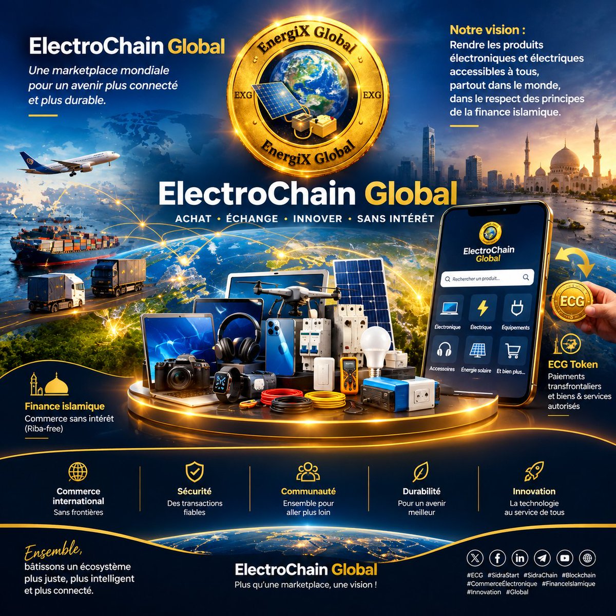 ECGOfficiels's tweet photo. 🌍 Welcome to ElectroChain Global (ECG)
A vision for a global marketplace connecting people with electronic &amp; electrical products, powered by innovation, cross-border commerce and ethical finance.
⚡ Buy. Exchange. Innovate.
🌐 No borders.
🤝 Built for a connected future. https://t.co/acwDTWuQY6