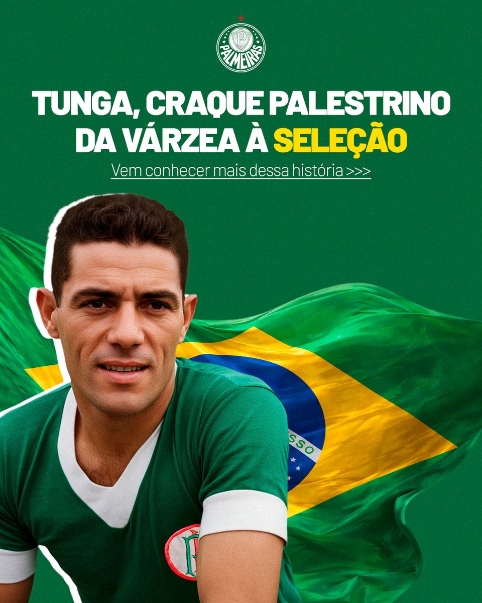 Palmeiras's tweet photo. 8️⃣5️⃣ anos do último jogo de Tunga! 💚

Conheça a história do craque palestrino que saiu tarde dos campos de várzea e chegou a ser campeão pela Seleção Brasileira! 🇧🇷

#MemóriaAlviverde https://t.co/EMhcztTccq
