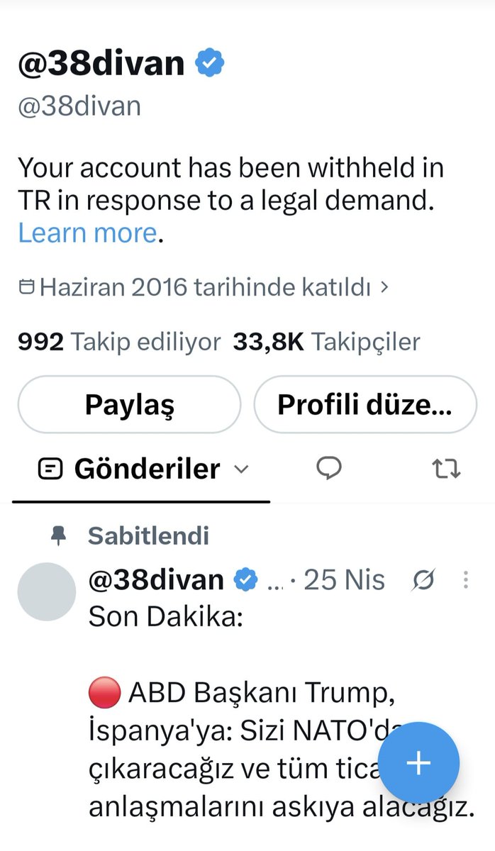 AliCevahir313's tweet photo. Engellenen hesabımızda SABİTLEDİĞİMİZ paylaşımımızdı.

2 Milyon kişi görüntü
56 bin kişi beğenmiş 
11 bin kişi RT etmiş
1400 kişi yorum yapmış

Allah sizi dünya ve ahiretinizi berbat etsin inşAllah.
7 Ekim den bugüne Gazze'nin sesi olmak için paylaştım
Bundan kim rahatsız olur? https://t.co/1rdncj4hj1