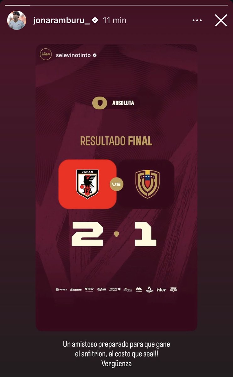 SOLOVENEX_'s tweet photo. La reacción de Aramburu vía IG. 😳🇻🇪
#SVX / #Vinotinto https://t.co/iqcuEDNAea