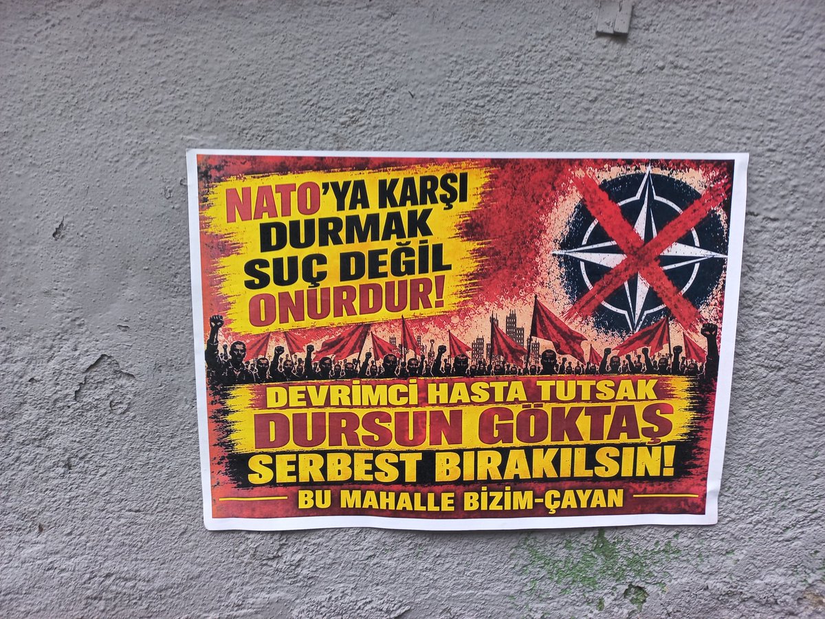 bizimcayan's tweet photo. BU MAHALLE BİZİM-ÇAYAN 
Nato'ya karşı durmak suç değil onurdur! Hasta Tutsak DURSUN GÖKTAŞ Serbest Bırakılsın!
@4tayadliaileler @halknsesi26 @halknsesi26 @oktaykelebek @FreeAytenOzturk @Okmburasi @sarigazi3698 https://t.co/zSCK9pmkhK