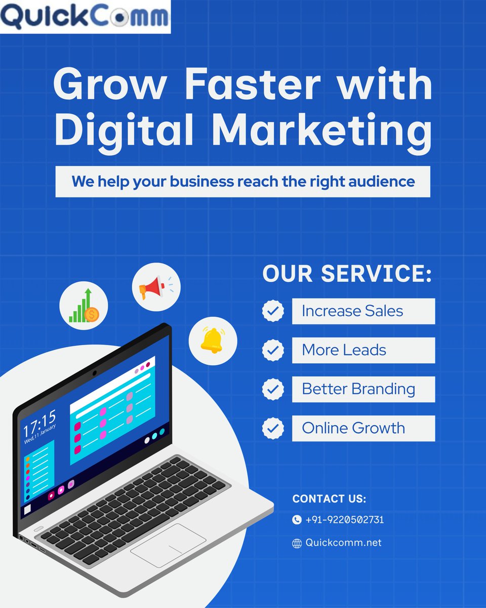 Quickcommtech's tweet photo. Stop chasing reach. Start creating impact.

🎯 Right audience. Better leads. Real growth.
— Quickcomm

📞 +91-9220502731

#DigitalMarketing #GrowthMarketing #Quickcomm https://t.co/CAUxslyUHD