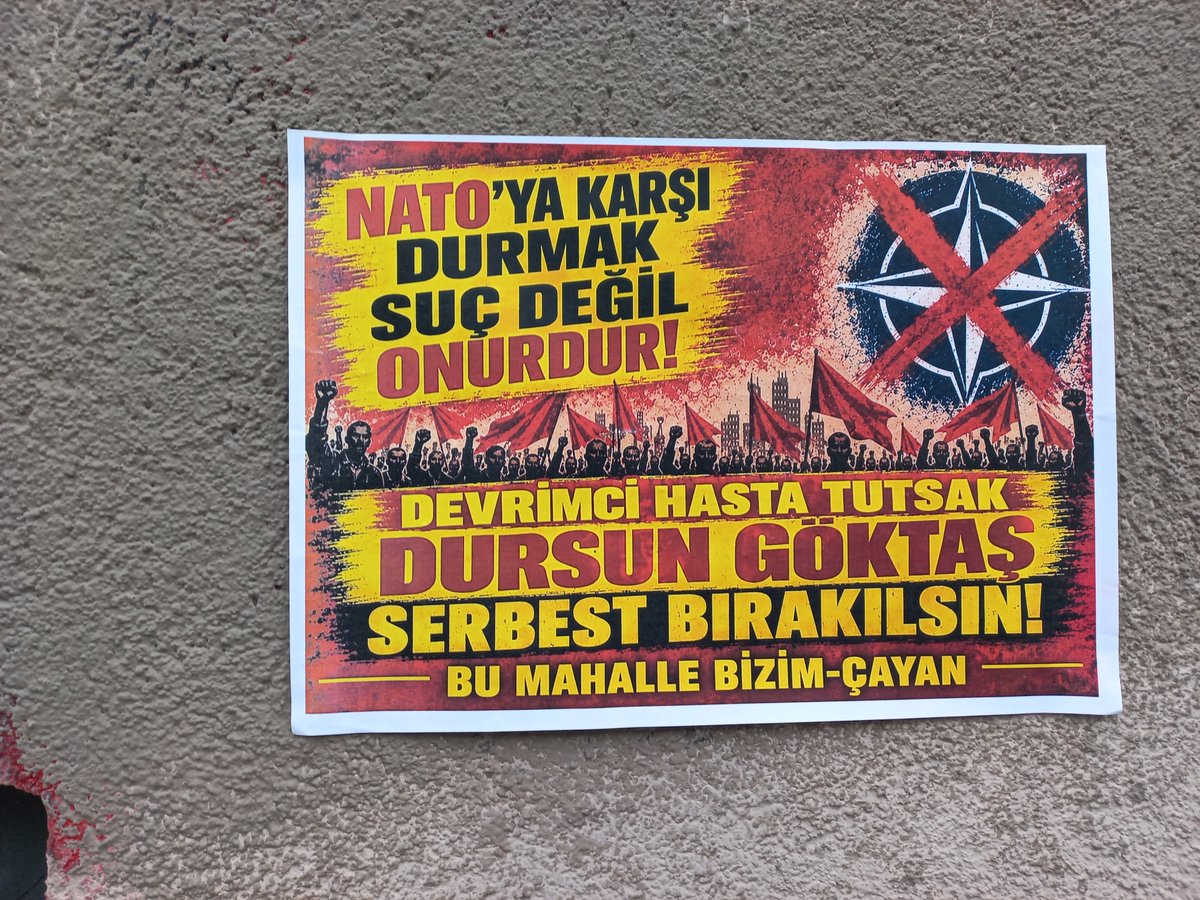 bizimcayan's tweet photo. BU MAHALLE BİZİM-ÇAYAN 
Nato'ya karşı durmak suç değil onurdur! Hasta Tutsak DURSUN GÖKTAŞ Serbest Bırakılsın!
@4tayadliaileler @halknsesi26 @halknsesi26 @oktaykelebek @FreeAytenOzturk @Okmburasi @sarigazi3698 https://t.co/zSCK9pmkhK
