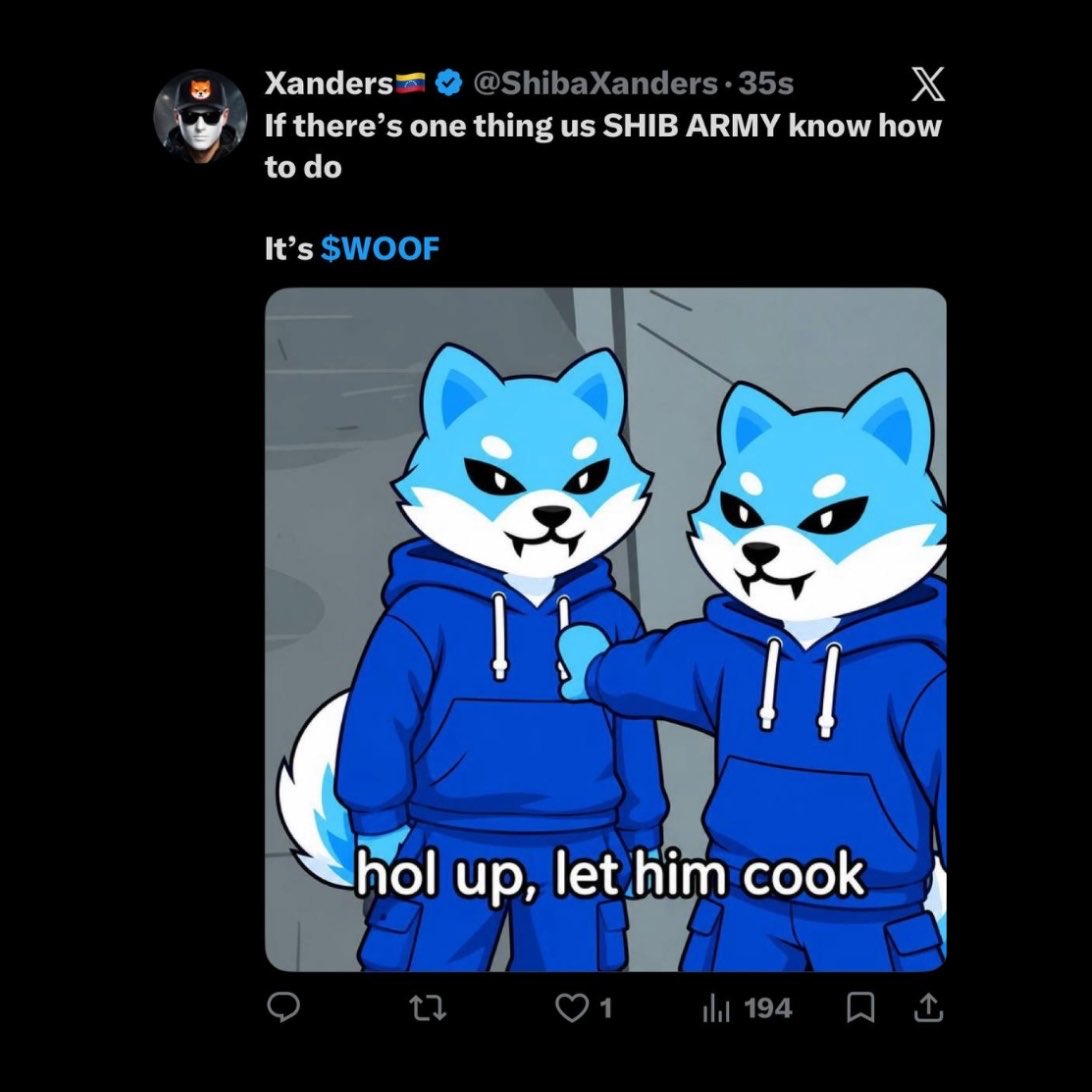WhaleInsider's tweet photo. JUST IN: $WOOF becomes the first-ever coin to pair directly with $SHIB, as original SHIB team members begin showing their support. https://t.co/xXsCwFtFem