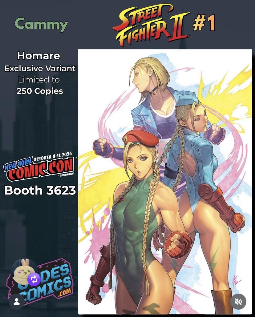 homare_works's tweet photo. アメコミ宣伝失礼します。   
「Street Fighter Ⅱ」のカバーでキャミィを描かせてもらいました。
この商品は10月8日～11日に開催されるニューヨークコミコンで販売されます。   
ブースは3623です。   
お見逃しなく！ https://t.co/IDViVRCtr3