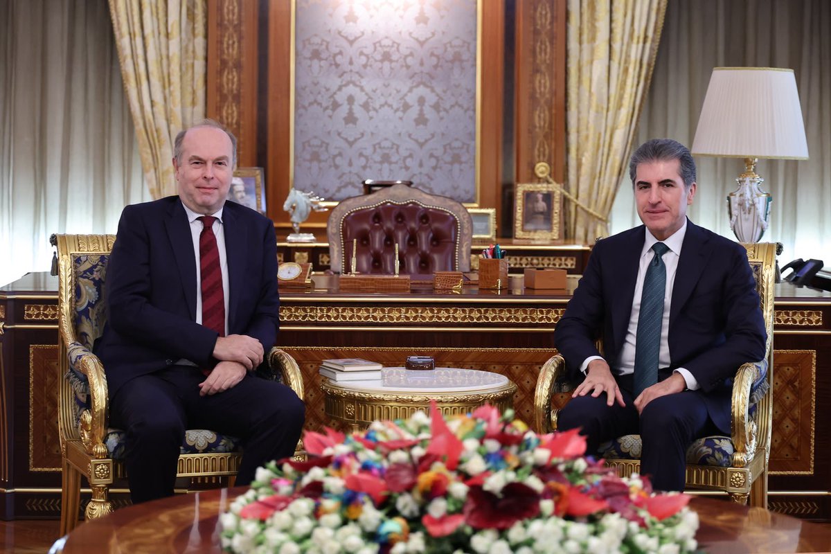 MediaKRP's tweet photo. President Nechirvan Barzani welcomed Austria’s new Ambassador to Iraq, Axel Wech, and congratulated him on assuming his post. Discussions focused on strengthening bilateral relations and cooperation, Erbil-Baghdad relations, regional developments, and matters of mutual concern. https://t.co/Tj18CPE4F4