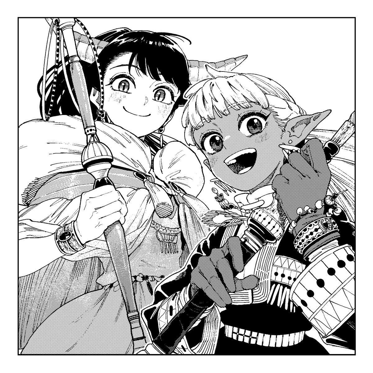 yamaitabashi's tweet photo. 『魔力枯れのダークエルフ』の初出は、2025年8月にニューヨークで開催された「ANIME NYC 2025」で配布された『ヤンマガUSA』でした。

下のイラストは、その際に使用したカットです。 https://t.co/r2EzJsrDpj