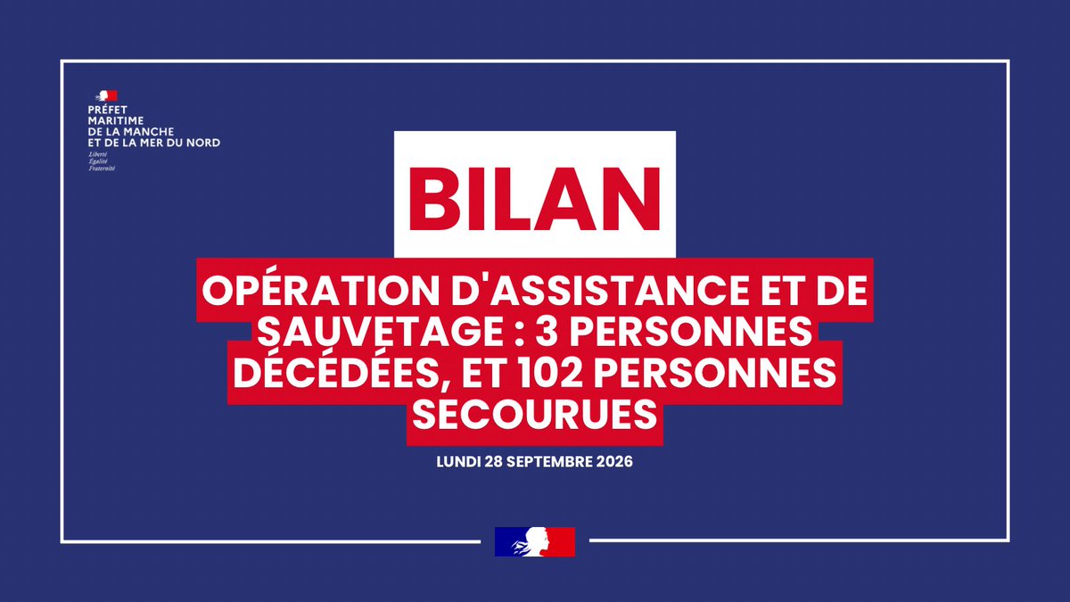 Image de Préfecture maritime Manche et mer du Nord - #Opération | Bilan de l’opération d’assistance et de sauvetage réalisée le 28/09 : 3 personnes décé