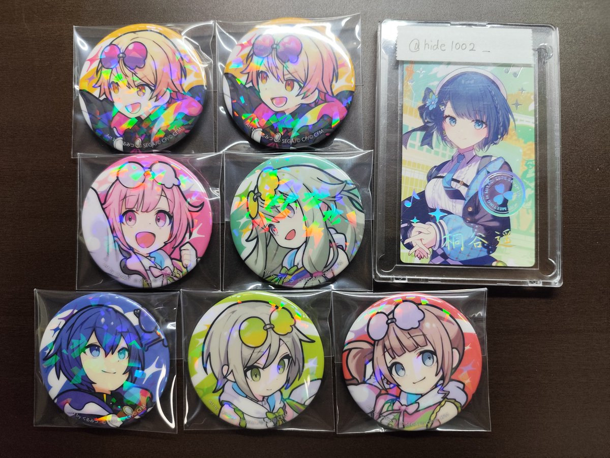 hide1002_'s tweet photo. 【プロセカ　交換　買取】
コネクトライブ
ホログラム缶バッジコレクション　A B C

求　杏>>遥>こはね>定価(送料込)
譲　司　えむ　寧々　KAITO　穂波　志歩

感謝祭(両日)手渡しor郵送での交換
BOX違い同士の交換◎

検索からもお気軽にお声がけください！ https://t.co/8EqrvxXRbV