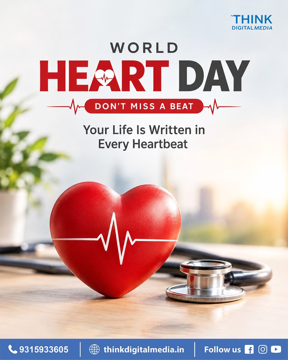 thinkdigitalmed's tweet photo. This World Heart Day, let’s choose healthier habits, listen to our hearts, and make every beat count.

#WorldHeartDay #HealthyHeart #HeartCare #TakeCareOfYourHeart https://t.co/asNfQ9RFF8