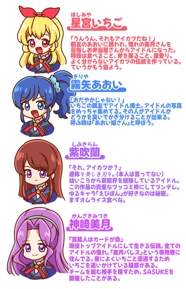 hitode_fish's tweet photo. アニメ『アイカツ！』のアンコール放送は10月9日(金) 18時25分よりスタート！！✨

アイカツ！って何？そんなあなたにこそ見てほしい
ので、キャラについて主観でまとめたので気になった子がいた人は絶対見てね https://t.co/vrRlIbb9rj