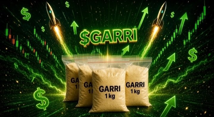 Timzy_v's tweet photo. At some point in every person's life, $GARRI came through. 🥹💯

When there was nothing else to eat, $GARRI was there.

Now $GARRI has been brought onchain  with the same spirit of helping people. 🐐

CA:
0xdddf7ab756c35b4d0537825497e6932780710241

GARRI was there when you had nothing.
Now let’s see what GARRI can do onchain. 🫱🏽‍🫲🏾

@degenBRO__