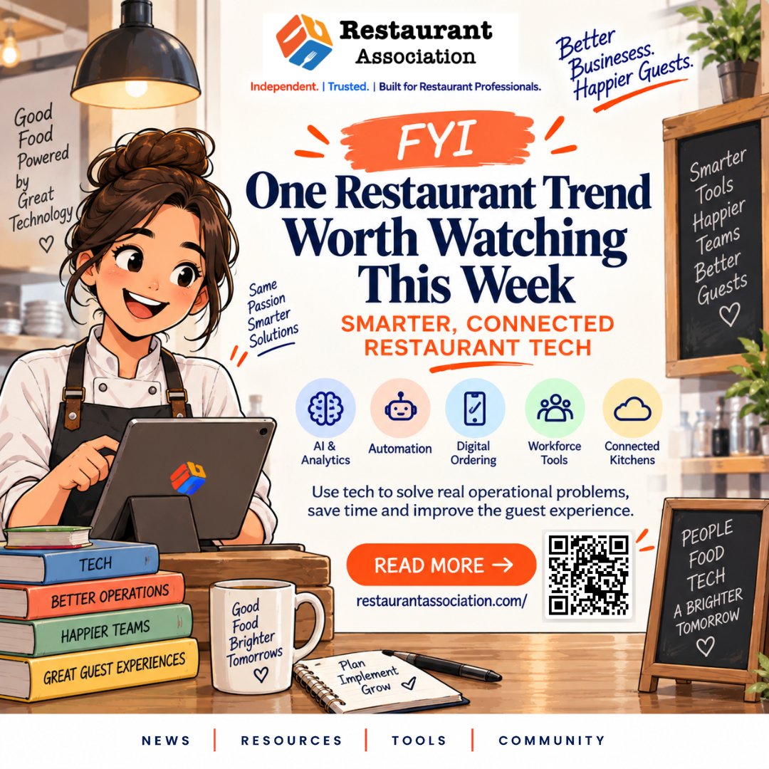 Restaurant4702's tweet photo. Restaurant tech is getting smarter.
From AI and automation to digital ordering and workforce tools, the right tech can save time and improve operations. What tools are you using? https://t.co/ay6Lhe8bKP
#RestaurantTechnology #RestaurantInnovation #RestaurantOperations https://t.co/brSLqp0caK
