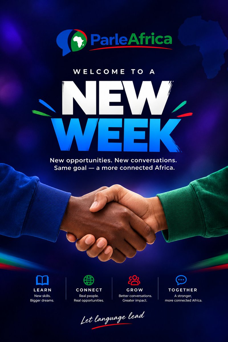 parleafrica's tweet photo. ✨ Happy New Week from ParleAfrica! 🌍

A new week, a new opportunity to learn, connect, and grow. 💙

What’s one thing you want to achieve this week? 👇

Let’s make it count! 🚀

#ParleAfrica #HappyNewWeek #LearnGrowConnect https://t.co/p5CNJ7KKod